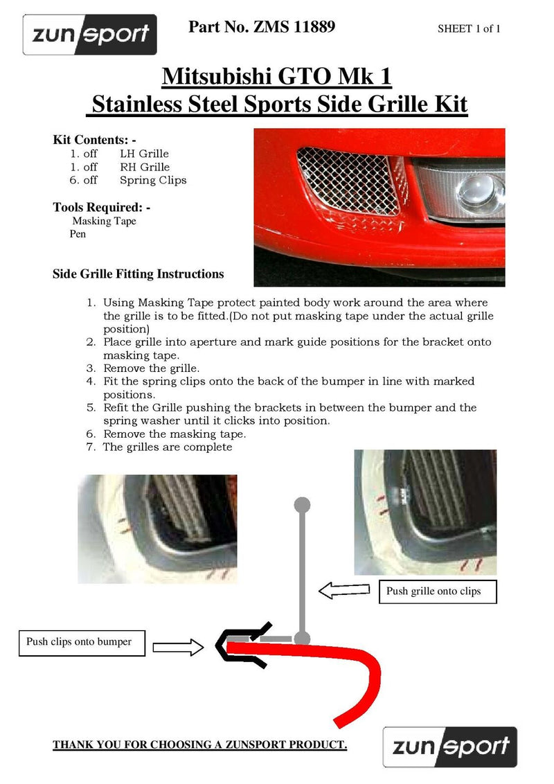 Mitsubishi GTO Mark 1 - Side Grille Set - Silver finish (1989 - 1994)