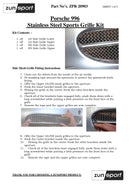 Porsche Carrera 996 (Manual) - Front Grille Set - Black finish (1997 to 2002)