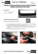 Porsche 718 Boxster and Boxster S And Cayman and Cayman S - Centre Grille - Black Finish (2016 to 2018)