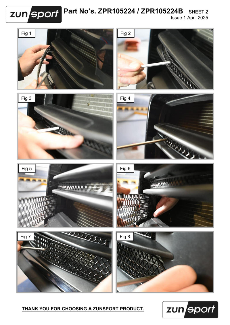 Zunsport compatible with Porsche Carrera 992.2 Base / T / S - Outer Grille Set