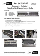 LandRover Defender Lower Grille Set - Silver finish (2007 onwards)