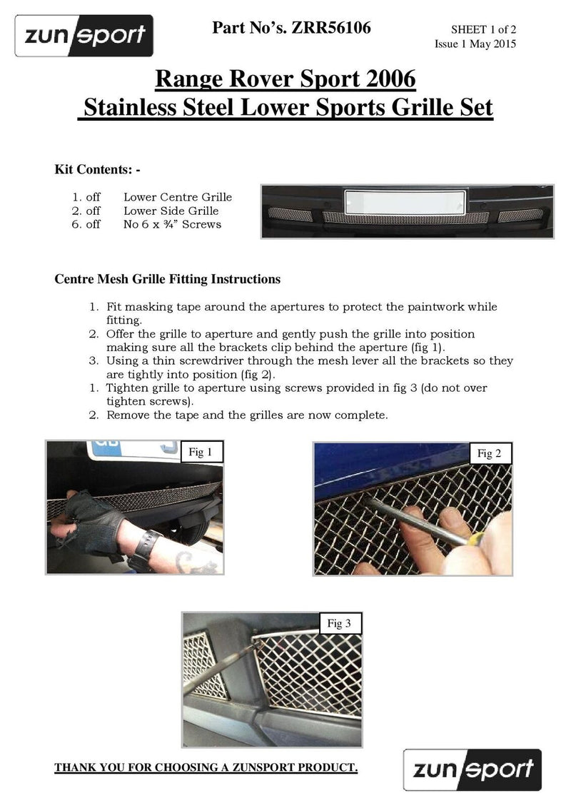 Range Rover Sport - Lower Grille Set - Silver finish (2006 to 2009)