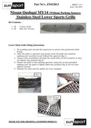 Nissan Qashqai (2.0 Diesel without Parking Sensors) - Lower Grille - Black finish (2014 onwards) Omi Grille
