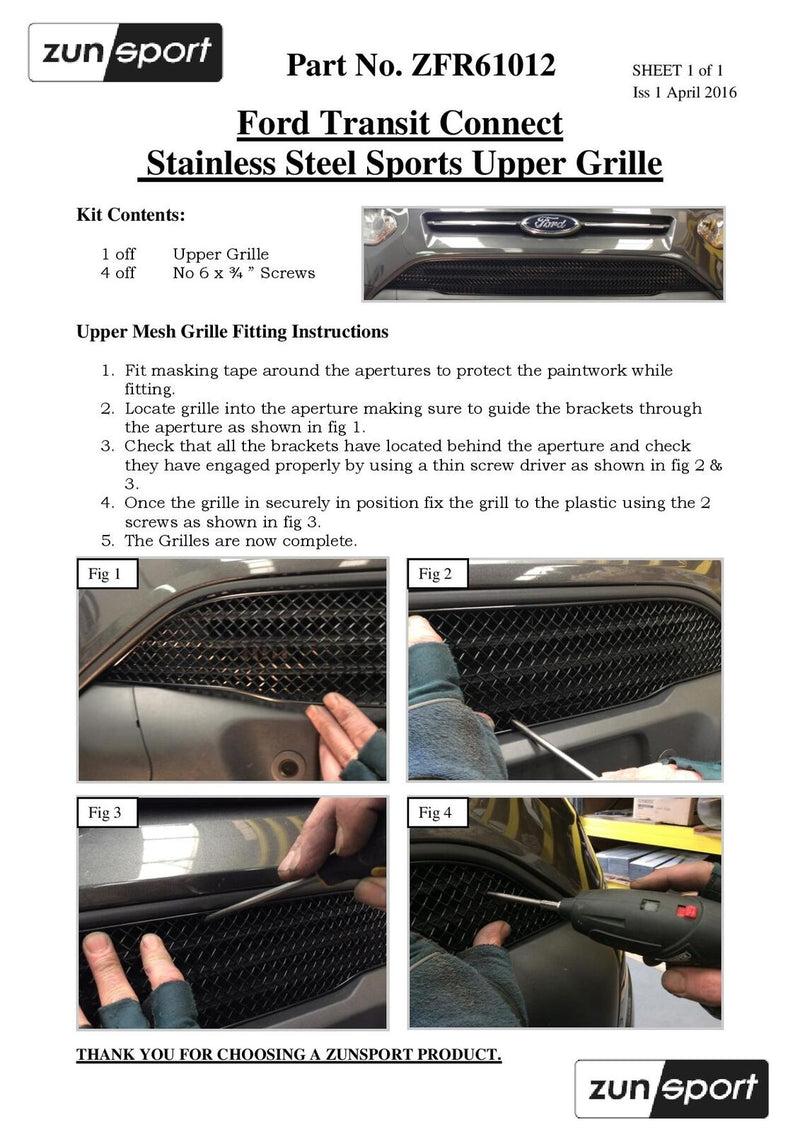 Ford Transit Connect - Upper Grille - Black Finish (2012 -)