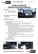 Bentley Continental GT Lower Grille (Grill) Set - Silver finish (2003 to 2007)