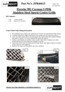 Porsche Cayman S 981 (PDK) - Centre Grille - Black finish (2012 to 2016)