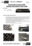 Porsche Cayman S 981 (PDK) - Centre Grille - Black finish (2012 to 2016) Omi Grille