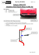 Subaru Impreza STi - Rear Grille Set - Silver finish (2011 to 2014)