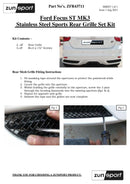 Ford Focus ST Mk3 - Rear Grille Set - Black finish (2011 to 2014) Omi Grille