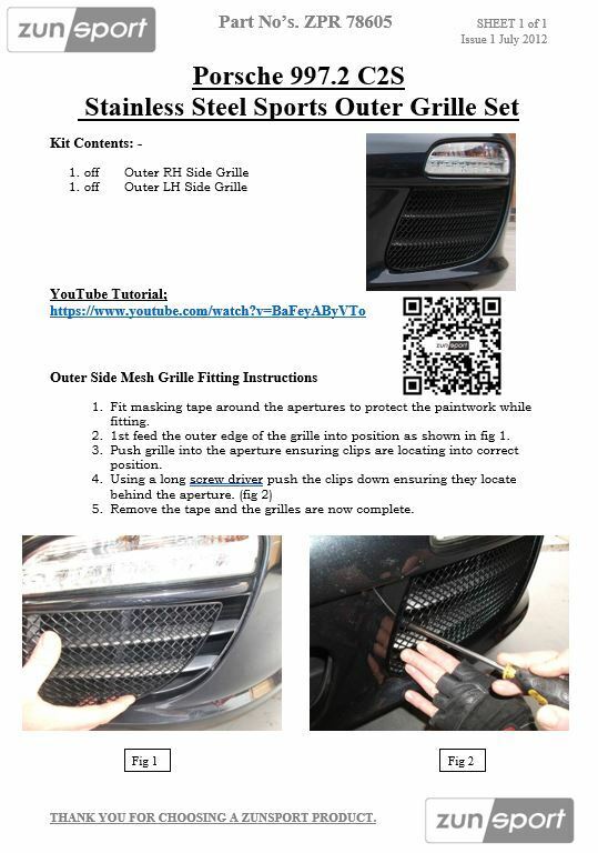 Porsche Carrera 997.2 C2 + C2S - Outer Grille Set - Black Finish (2009-2012)