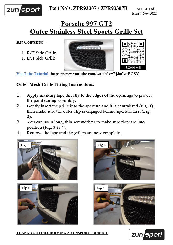 Porsche Carrera 997 GT2 - Outer Grille Set (2007 - 2012)