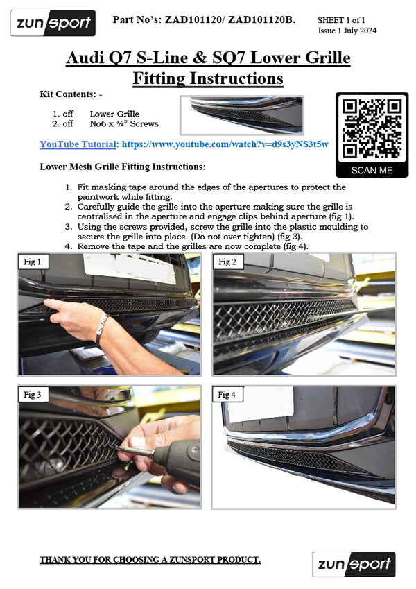 Audi Q7 S-Line / SQ7 MK2 Facelift - Lower Grille (2020 -)