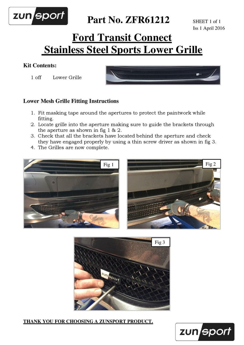 Ford Transit Connect - Lower Grille - Silver Finish (2012 -)