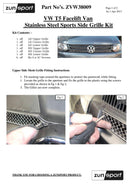 VW T5 Van - Upper Grille Set - Silver finish (2010 to 2015)