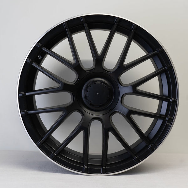 20x9.5" AMG S Style Alloy Wheels Matt Black Polished Lip