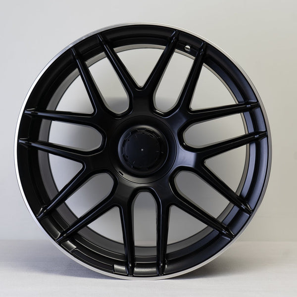 20x9.5" AMG Style Alloy Wheels Matt Black Polished Lip