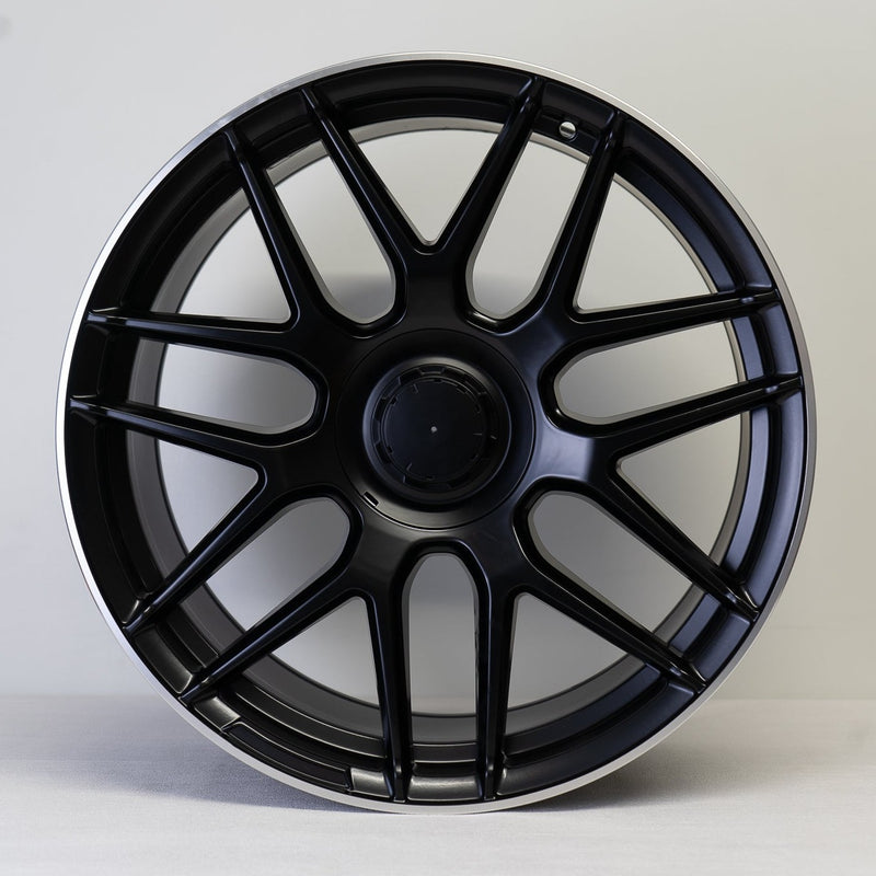 19x8" C63 AMG Style Alloy Wheels Matt Black Polished Lip