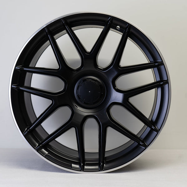 20x8.5" C63 AMG Style Alloy Wheels Matt Black Polished Lip